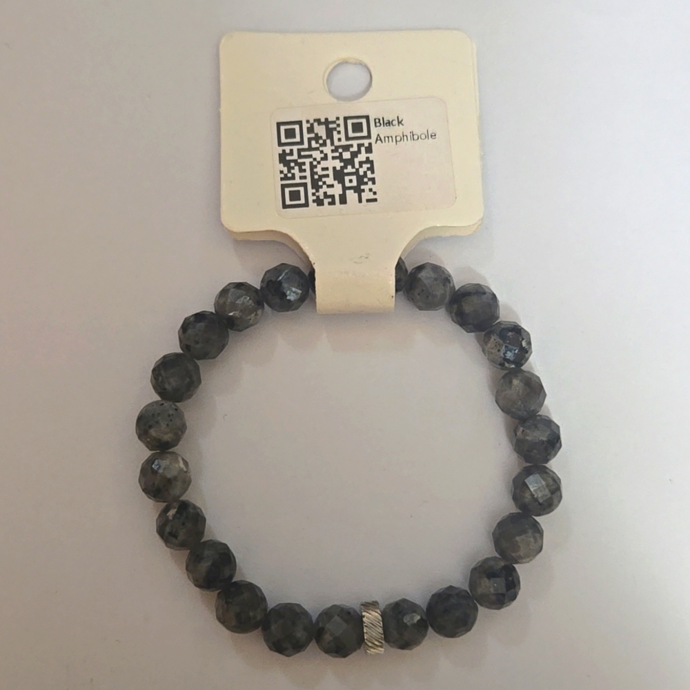 Black Amphibole Gem Stone Bracelet